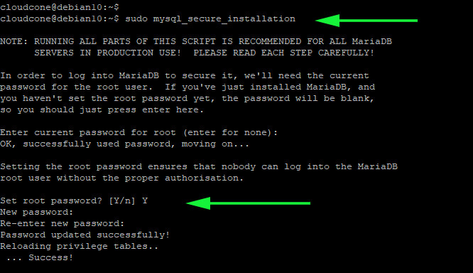 Set root password for MariaDB